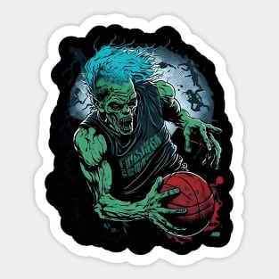 Green Zombie Basketball Sticker